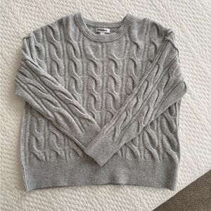 Oversized Light Gray Cable Knit Sweater